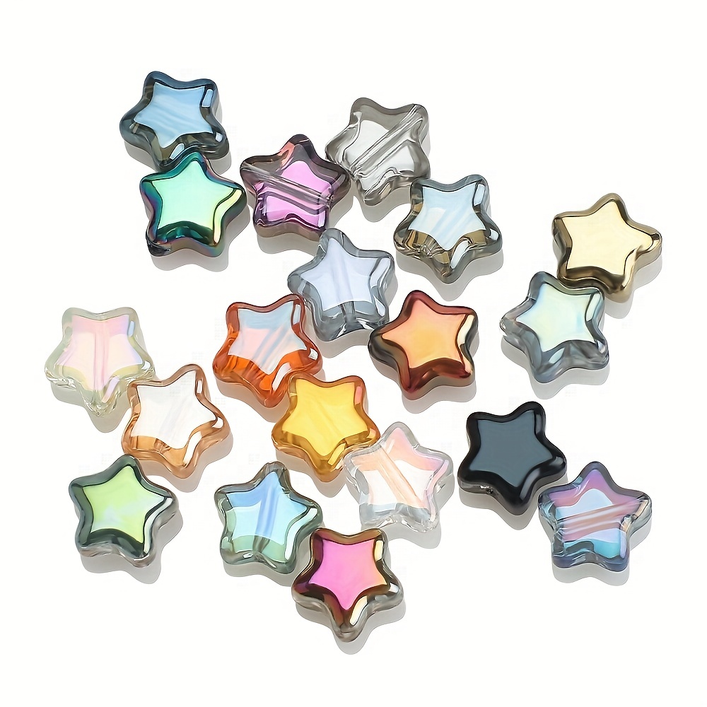 

50pcs 8mm Five-pointed Star Glossy Charms Electroplating Fantasy Color Crystal Glass Beads For Jewelry Making Diy Earrings Bracelet Necklace Nail Art Craft Supplies For Eid