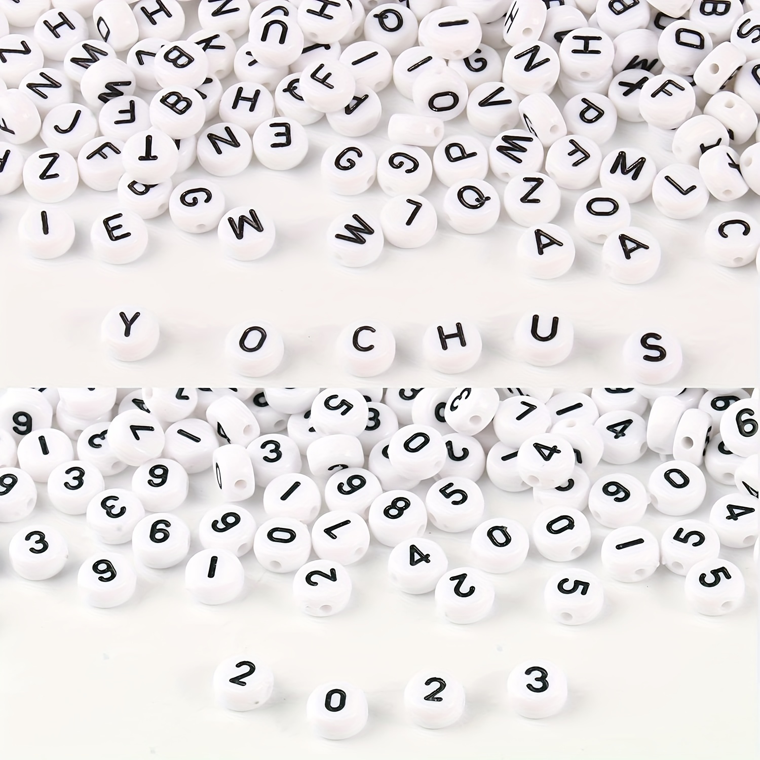1400 Pcs Acrylic Letter Beads with a Roll Wire Alphabet Beads AZ Sorted,7mm  Letter Beads Bulk for Jewelry Bracelet Making (Black&White)