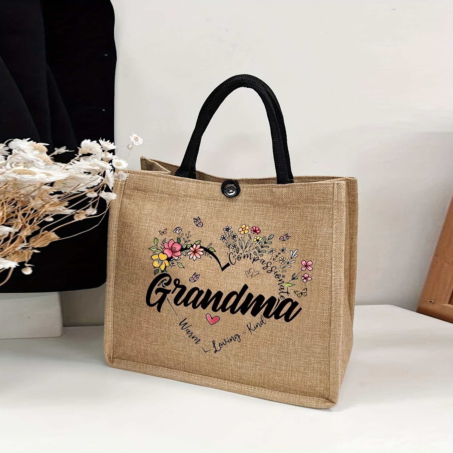 

Grandma Letter Print Tote Bag, Large Capacity Gift Bag, Women's Fashion Handbag For School Travel Shopping