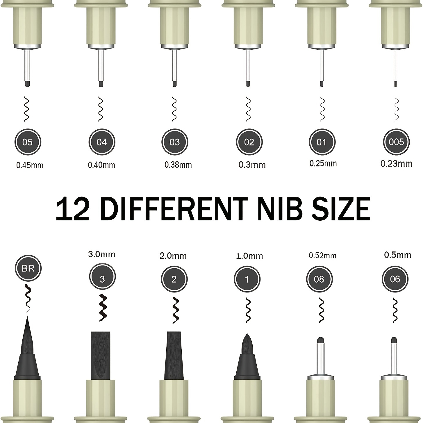 12-Pack Micro Fine Point Fineliner Ink Pens for Drawing Waterproof Archival