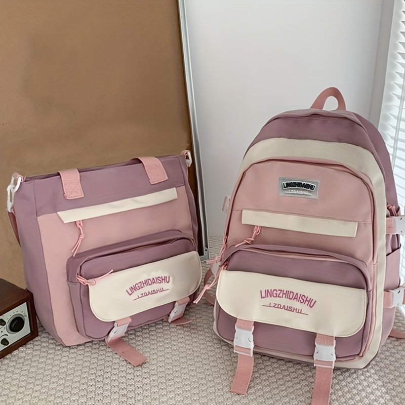Large Capacity Backpack Tote Bag Pencil Case Set Dacron - Temu