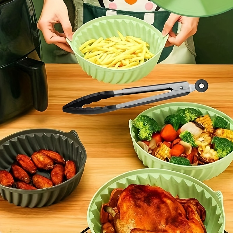 Reusable Air Fryer Liner Air Fryer Silicone Pot With Handle - Temu