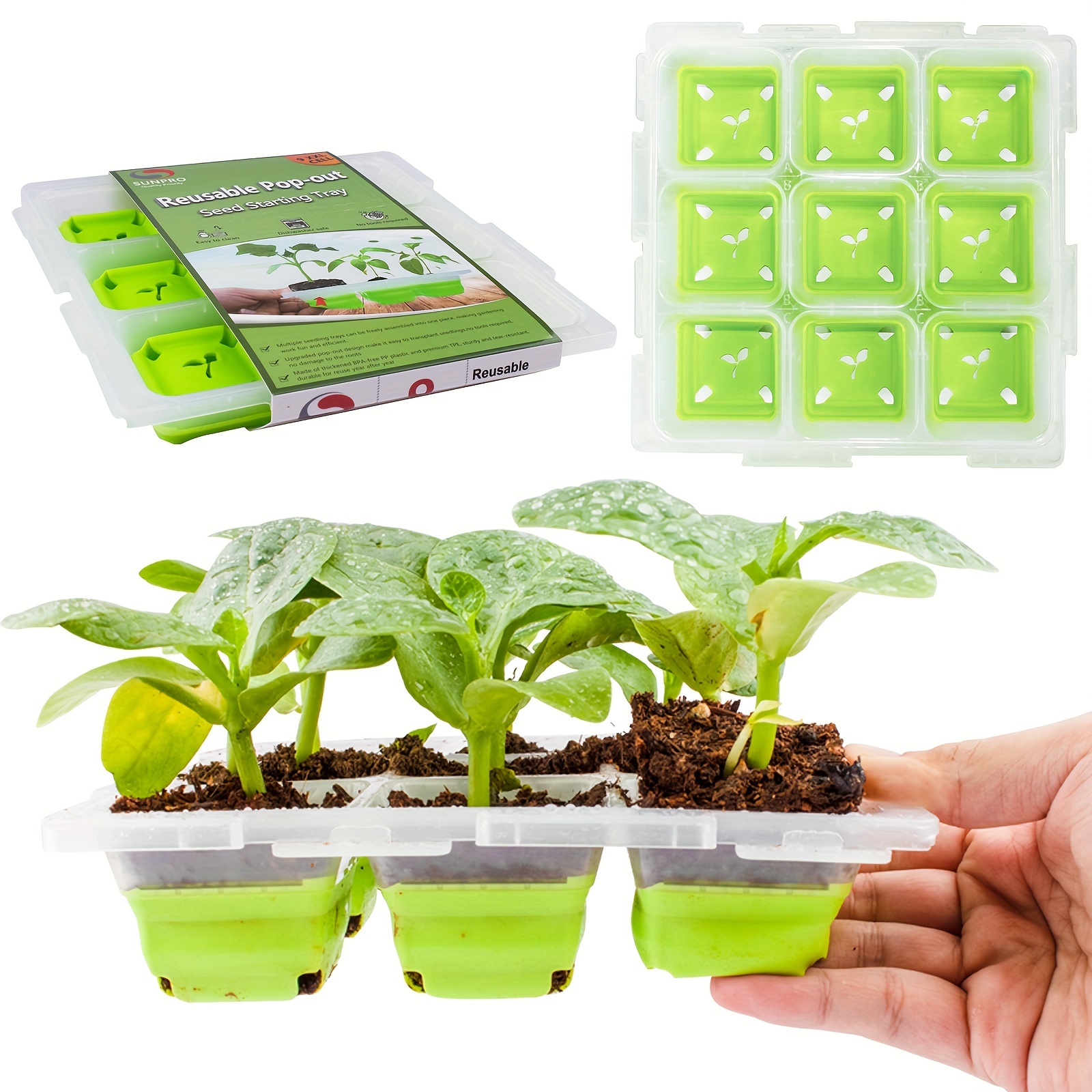 Silicone Seed Starter Tray Seed Starting Trays With 12 Cells Mini  Greenhouse Germination Trays For Seeds Growing Germinating - AliExpress