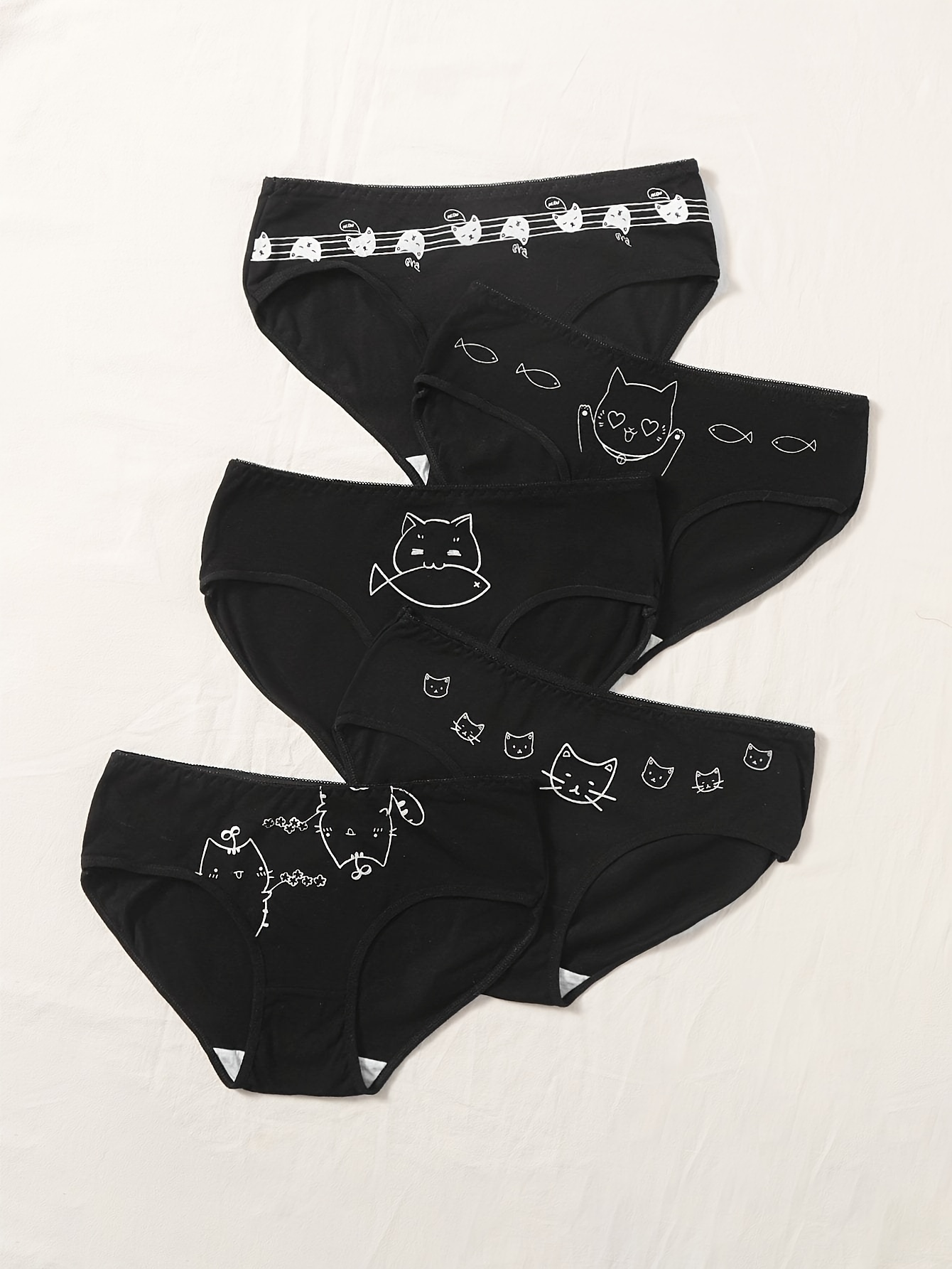 5Pcs/lot High Quality Women's Underwear Cotton Inner File Cartoon Black and  White Cat Triangle Panties Briefs Girl Sexy Lingerie - AliExpress