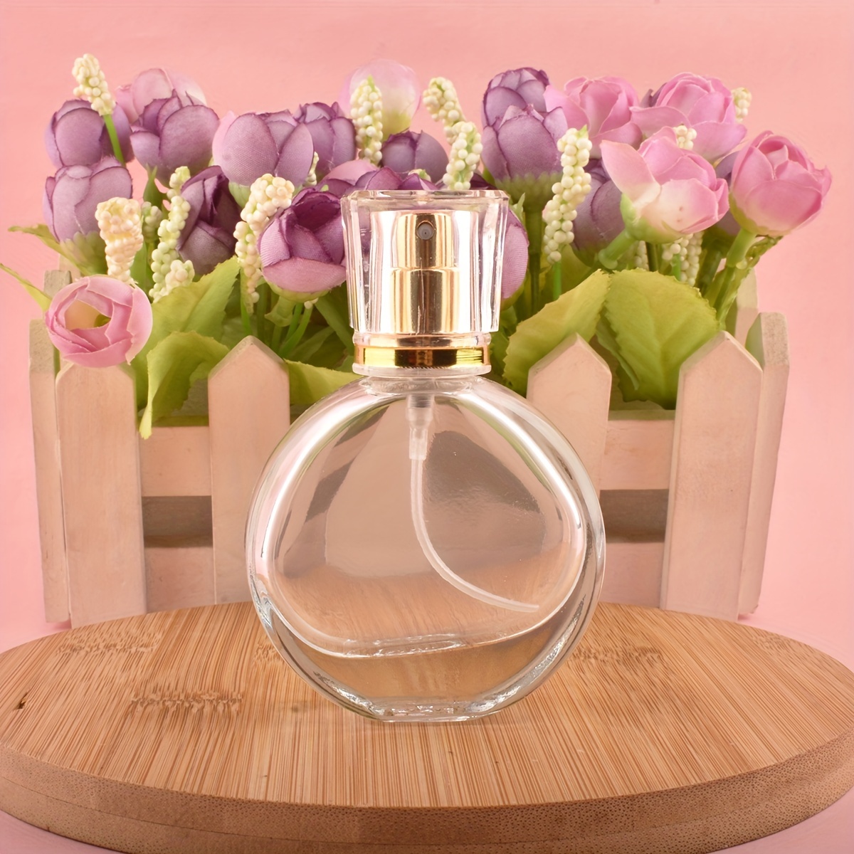 

25ml Flat Round Perfume Spray Bottle Portable Glass Fine Mist Perfume Atomizer Empty Makeup Sample Container Travel Accessories