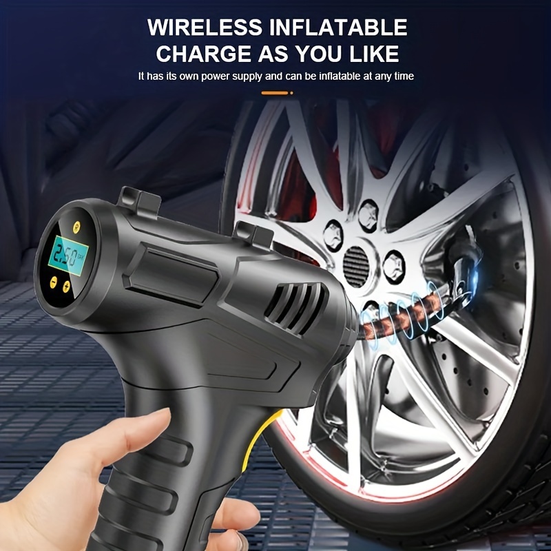 120w Car Air Inflator Pump Wireless Wired Electric Handheld Car Tire  Inflatable Pump Portable Air Compressor Tires Digital Auto Tire Inflator -  Automotive - Temu