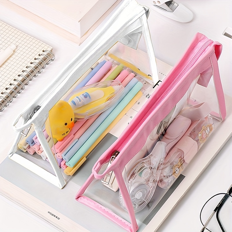 1pc Clear Pencil Bag, Minimalist Portable Stationery Bag For Middle High  College School & Office