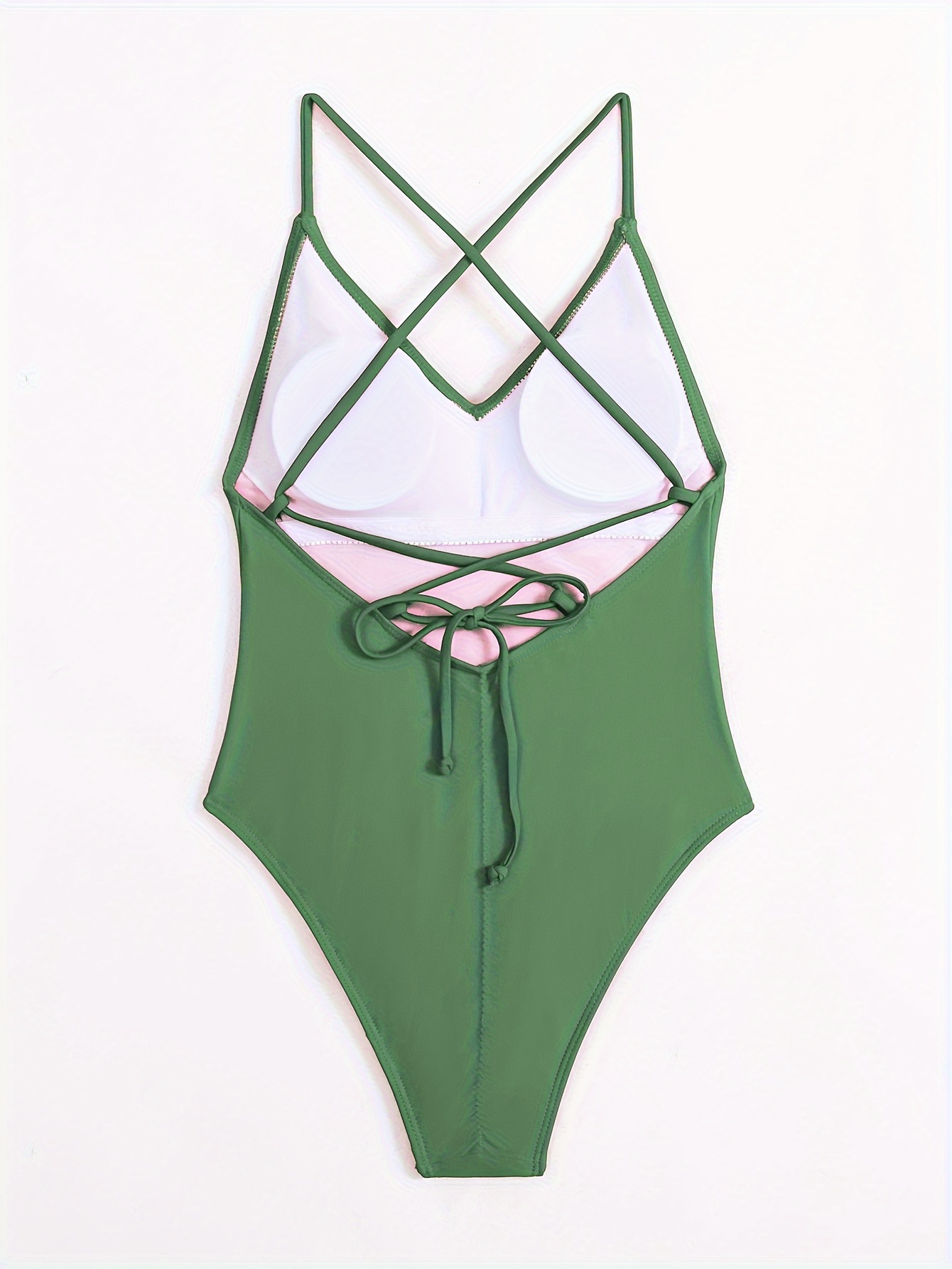 N/A Backless Tie Dye One Piece Women Swimsuit Deep-V Swimwear Hollow Out  Beach Wear Halter Bandage Bathing Suit (Color : Green, Size : XLcode) :  : Clothing, Shoes & Accessories