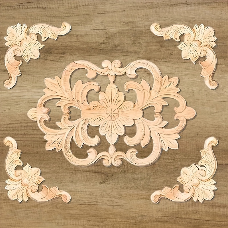 Wood Decal Carved Wood Decal Inlaid Long Decorative - Temu
