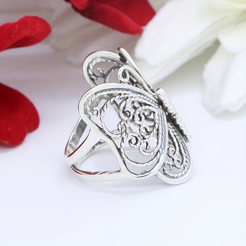 Trendy Butterfly Couple Rings for Women Men Unisex Aesthetic Gold Color  Silver Color Metal Hollow Open Ring Jewelry Anniversary