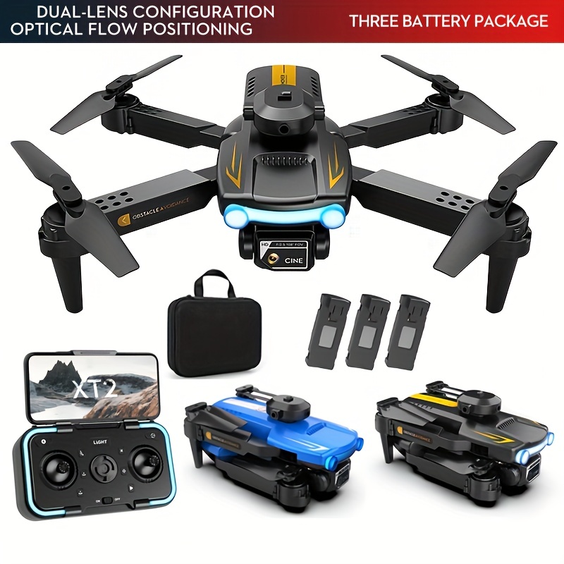 Drohne mit 3-teiligen Batterien und Dual-HD-Kamera, Hindernisvermeidung,  RC-Hubschrauber FPV WIFI, professionelles faltbares Spielzeug