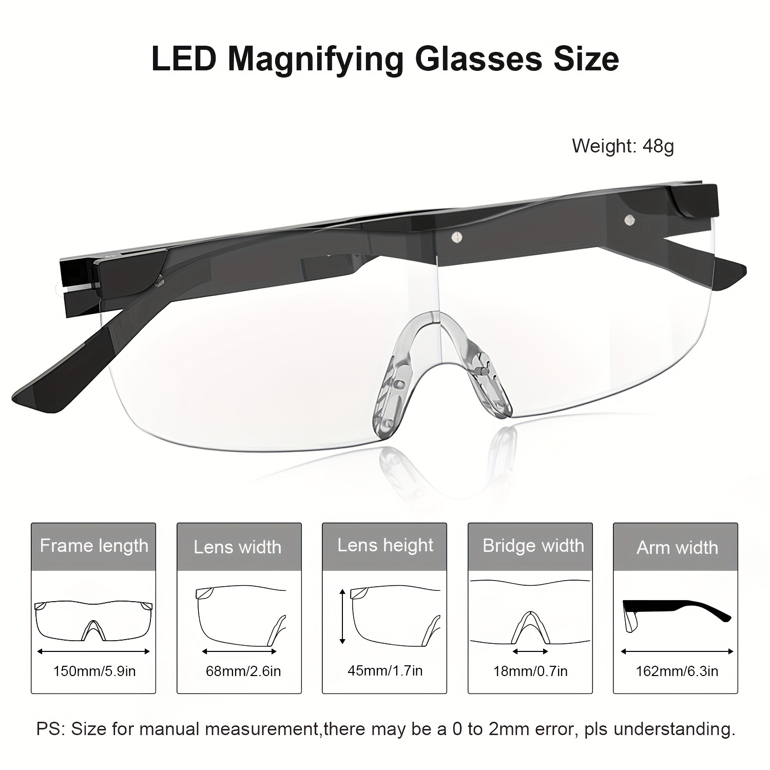 Mighty Sight Unisex Design Hands-free Magnifying Eyewear 160% Magnification  Eyeglasses that Fits Prescription Glasses : : Health & Personal  Care