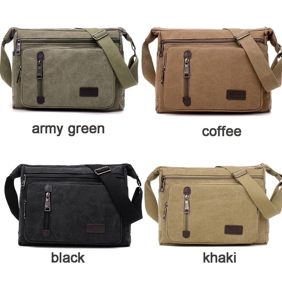 Shoulder Bag For Men,canvas Messenger Bag Small Multi Pocket Crossbody Bag  For Traveling Fishing Camping Hiking Daily Use,coffee