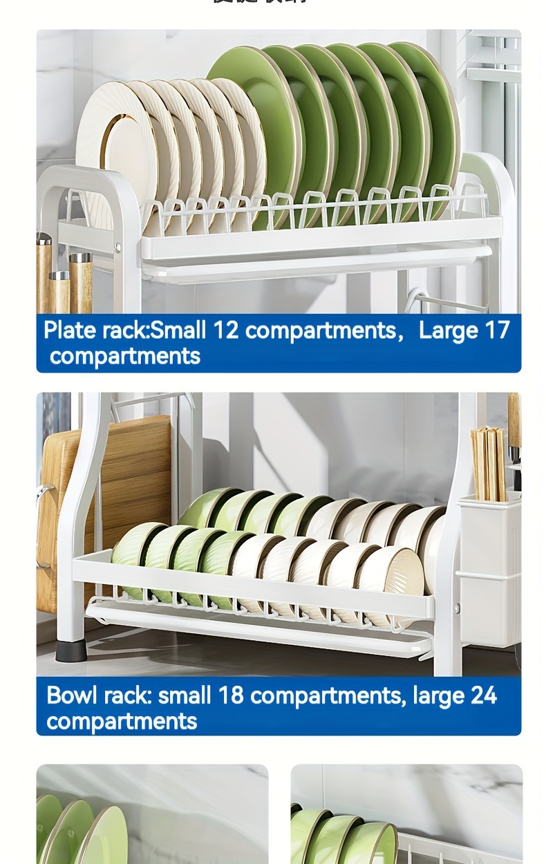 1 шт. стеллаж для сушки посуды на столешницу 2-3 яруса вместительность большая, держатель для сушки посуды многофункциональный, для хранения на кухонном столе и в шкафу, органайзеры для кухни и хранения, аксессуары для кухни, подробности 10.