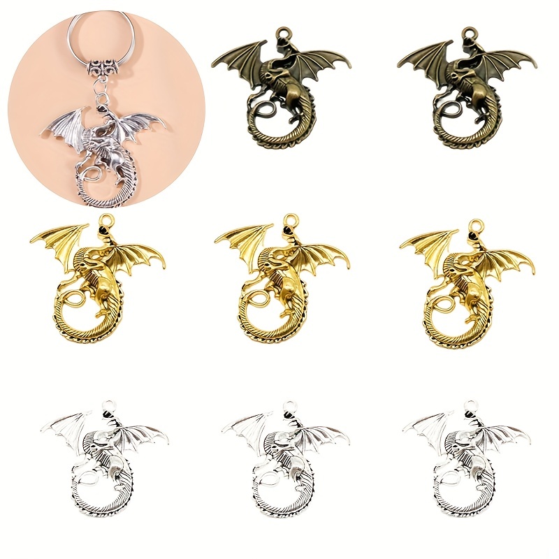 10Pcs Charms for Jewelry Making Winged Dragon Pendants Dragon King Metal  Charms DIY Handmade Bracelet Necklace