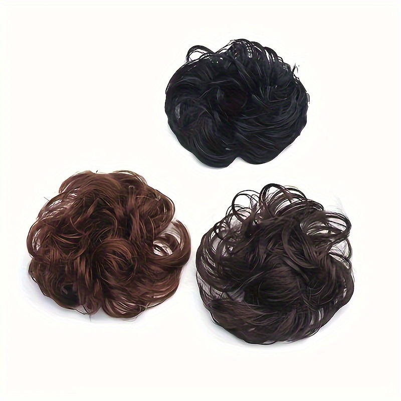 Elastic Scrunchie Bun Wig Hairpiece Synthetic Fiber Curly Temu