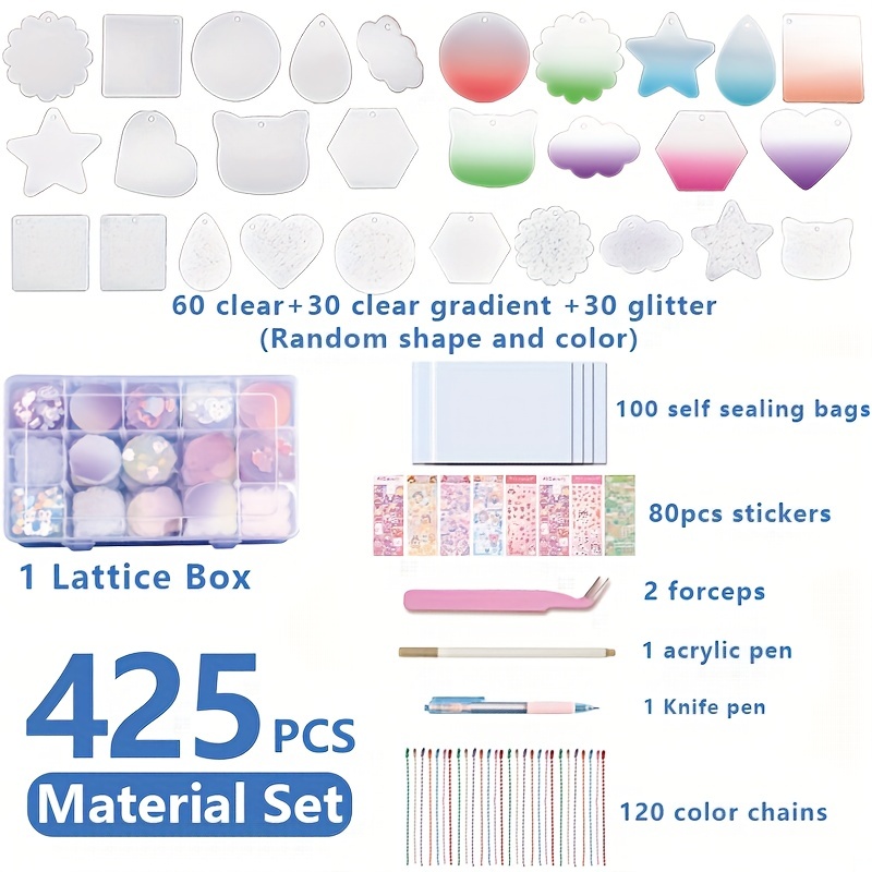 351pcs Clear Keychains For Vinyl Kit Including1strorage Box 100pcs Square  Acrylic Blanks 50pcs Keychain Tassels 50pcs Key Chain Rings 50pcs Jump  Rings 50pcs Ballchain For Diy Keychain Thick 0 08inch - Arts