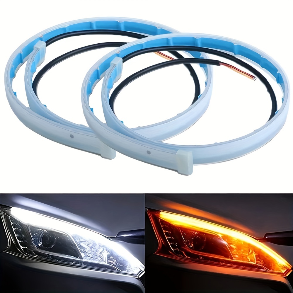 Tiras de luz LED para automóviles, 24 pulgadas RGB multicolor para faros  delanteros de automóvil, tira de luces LED para intermitentes, luces de