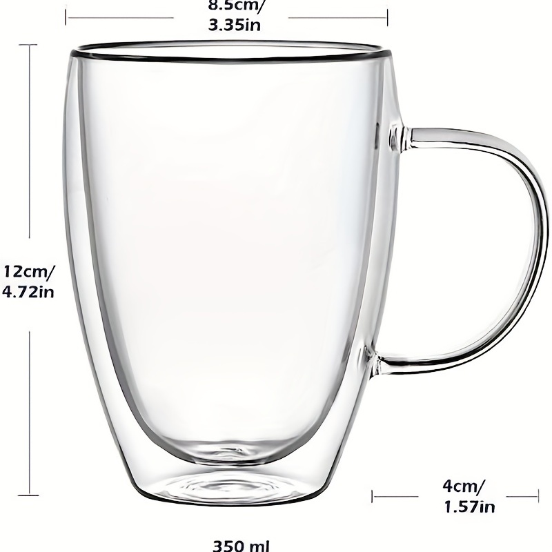 350ml Double Wall Insulated Glass Coffee Cup Milk Tea Mug with Lid  Leak-proof