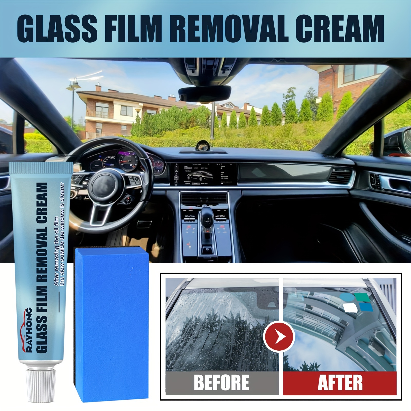 30g Car Glass Oil Film Cleaner Removal Cream Windshield Water Spot Remover  set