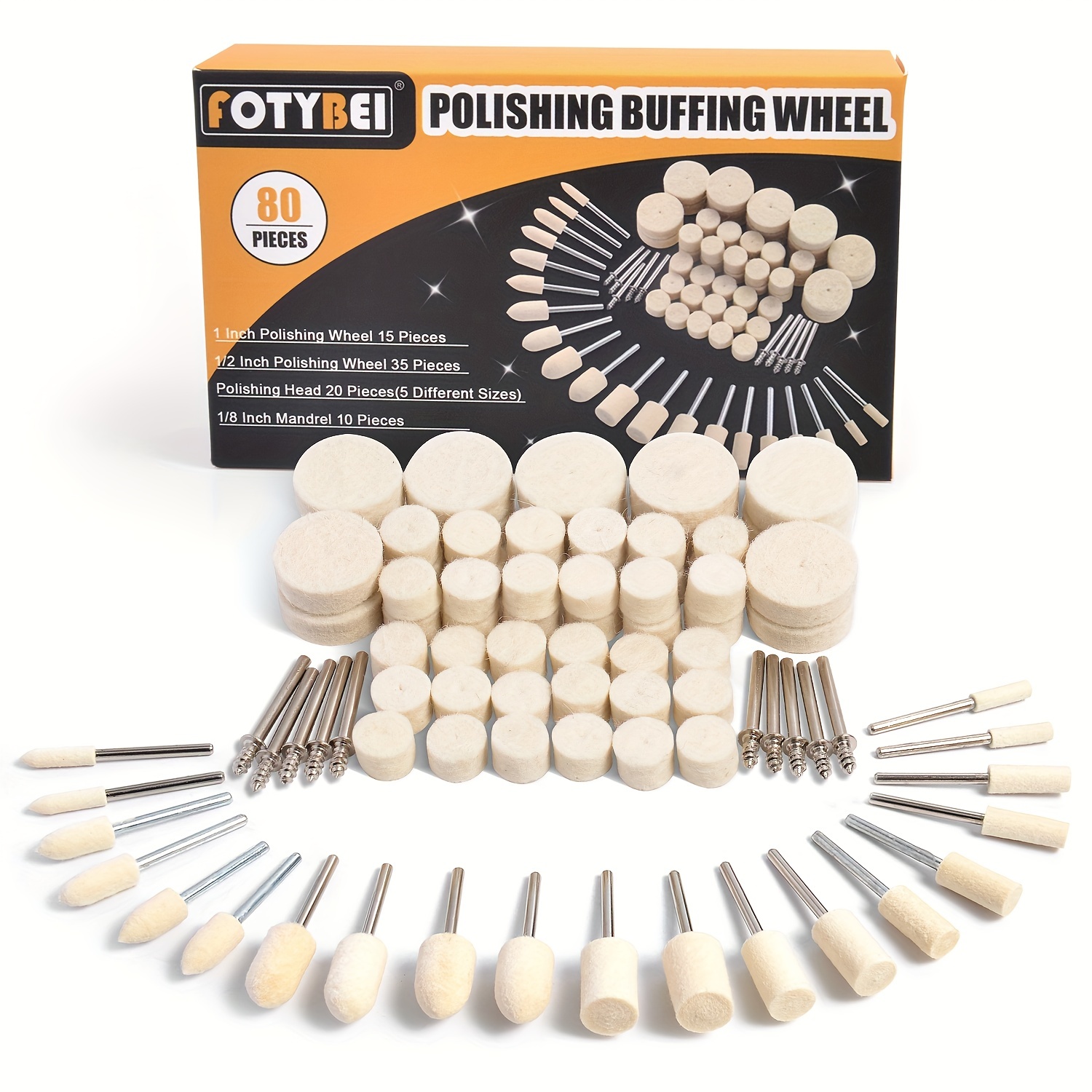Buffing Polishing Wheel for Drill - 8Pcs Polishing Wheel  Cone/Column/Mushroom/T-Shaped Wheel Grinding Head with 1/4 Handle for