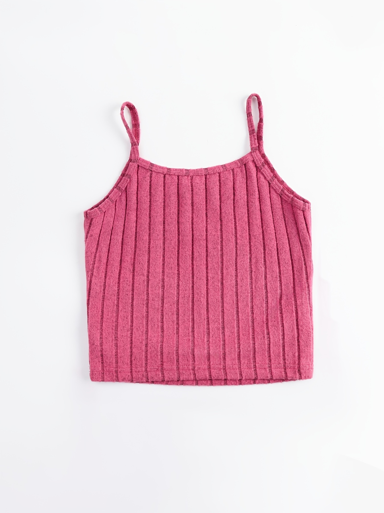 Solid Ribbed Spaghetti Strap Top Sleeveless Cami Top For Summer
