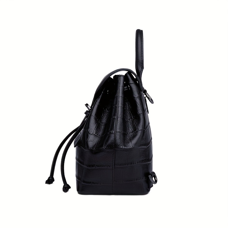 Zooler Mini Drawstring Flap Backpack Fashion Genuine Leather Temu