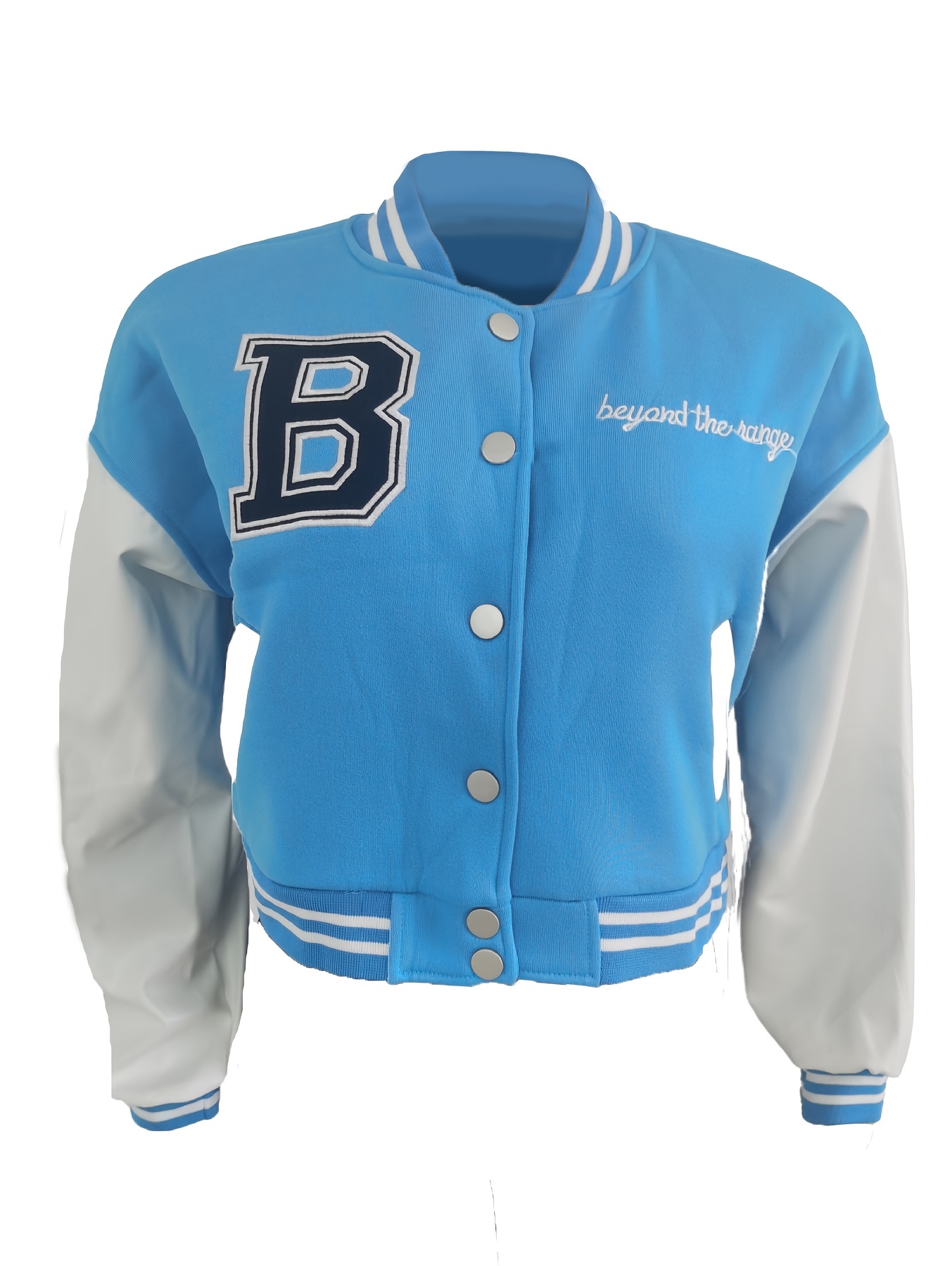 Women Cropped Varsity Jacket Colorblock Letterman Baseball Jacket Y2K Streetwear