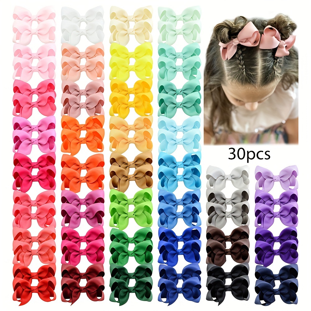 TEMU 30pcs Candy-colored Bow Hair Clips For Girls - Hair, Parties & Travel, Princess-themed Accessories By Bilicaca, Bilicaca