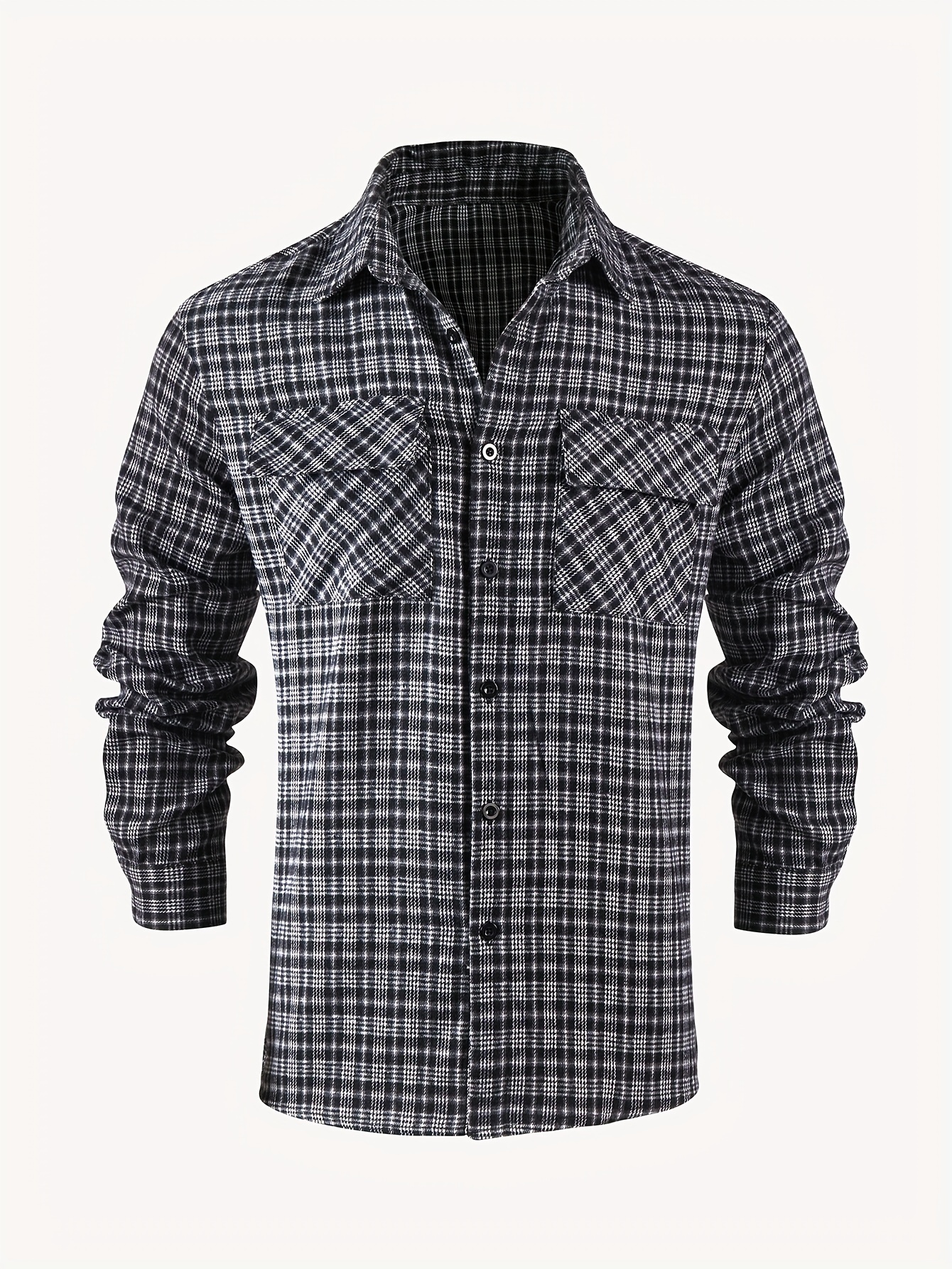 Men's Stylish Checkered Pattern Shirt, Casual Breathable Lapel Button Up  Long Sleeve Shirt Top For City Walk Street Hanging Outdoor Activities