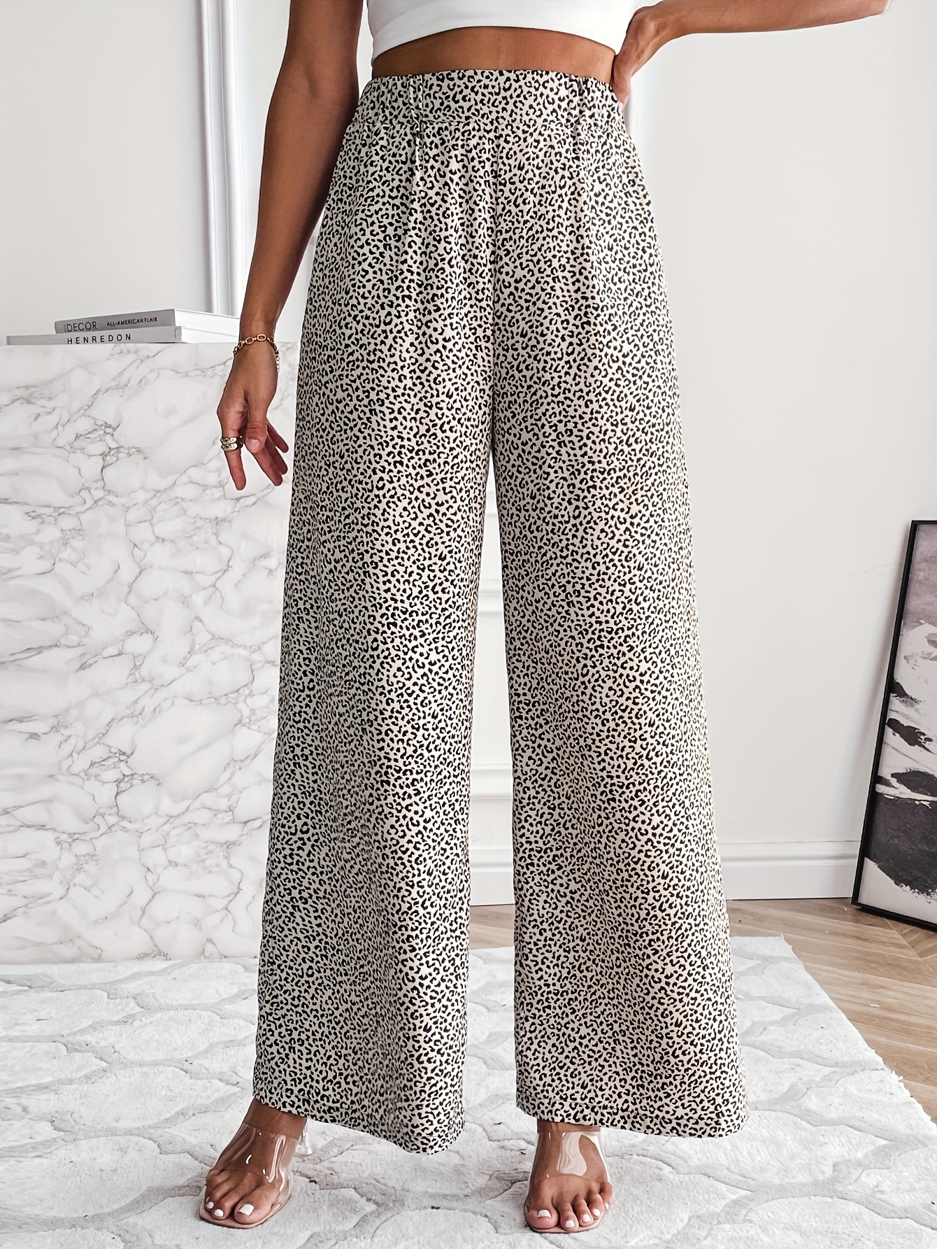 Leopard Print Wide Leg Pant