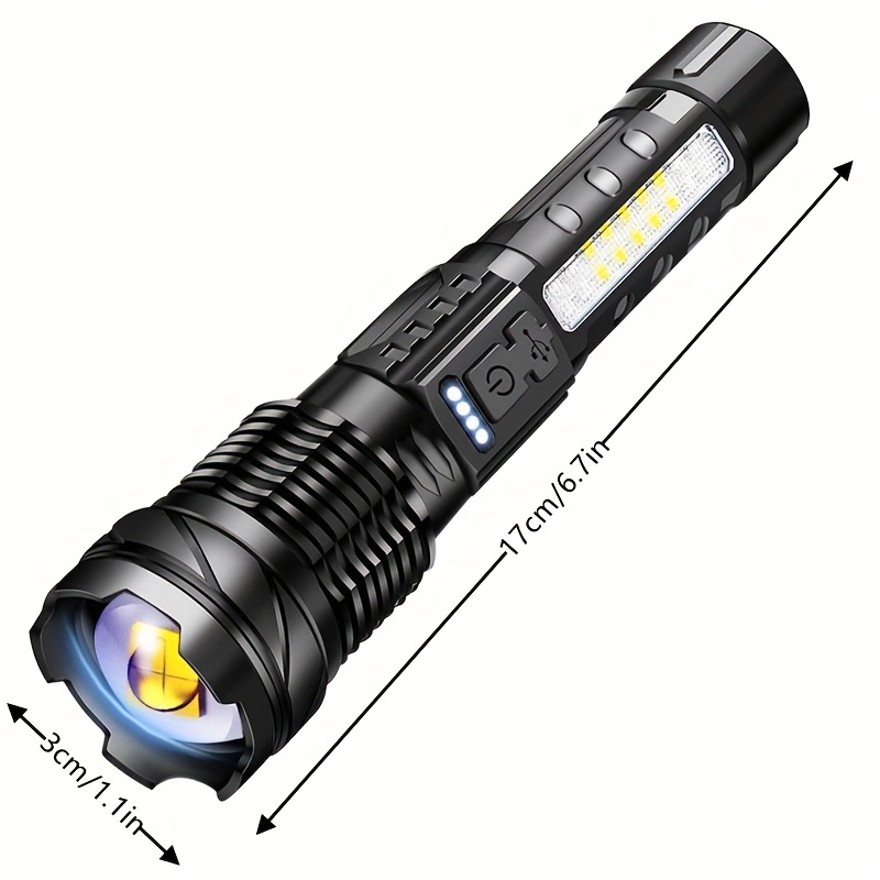 Linterna recargable súper potente linterna de luz blanca LED de alta  potencia linterna táctica con cable de carga