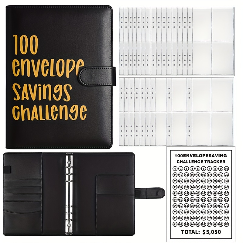 Carpeta de desafío de 100 sobres, carpeta de desafíos de ahorro de dinero,  ahorro de dinero en efectivo, carpeta de libros de presupuesto para