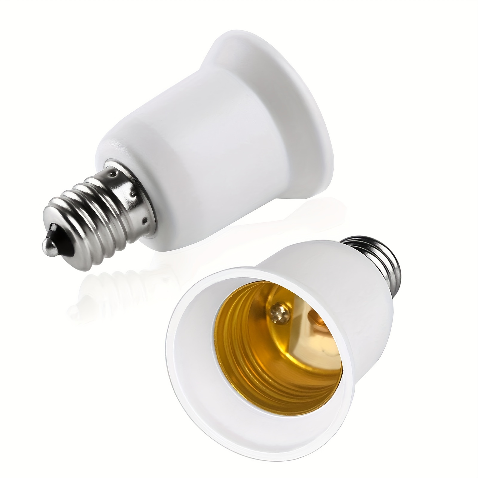 LE Enchufe de luz para candelabro, foco base adaptador conversor, adaptador  de enchufe de luz, convertir enchufe de araña (E12) a medio enchufe (E26)