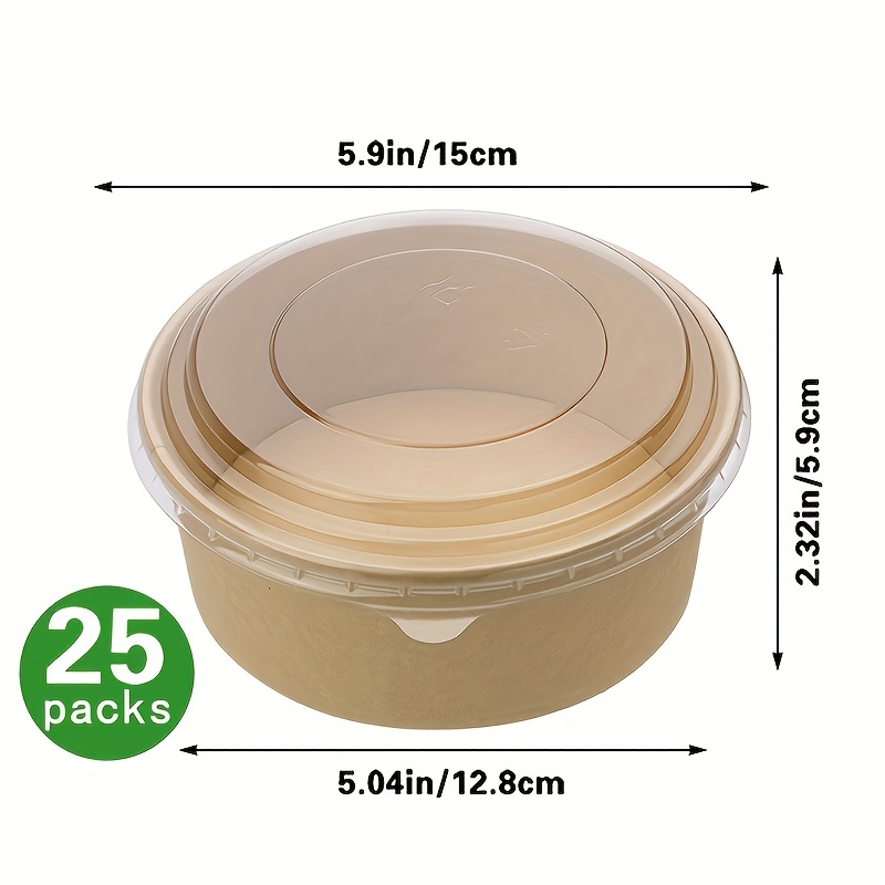 26oz Large Salad Paper Bowls with Lids Disposable Food Containers