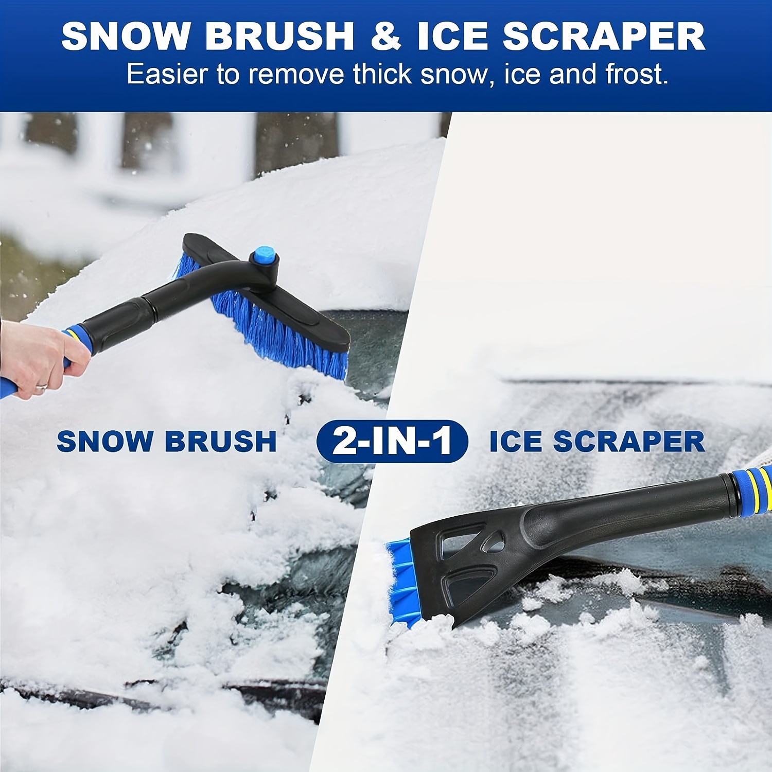 Cheap Car Snow Brush Ice Scraper Detachable Long Handle Sponge Grip High  Density Bristles Auto Windshield Snow Removal Broom Ice Shovel Tool
