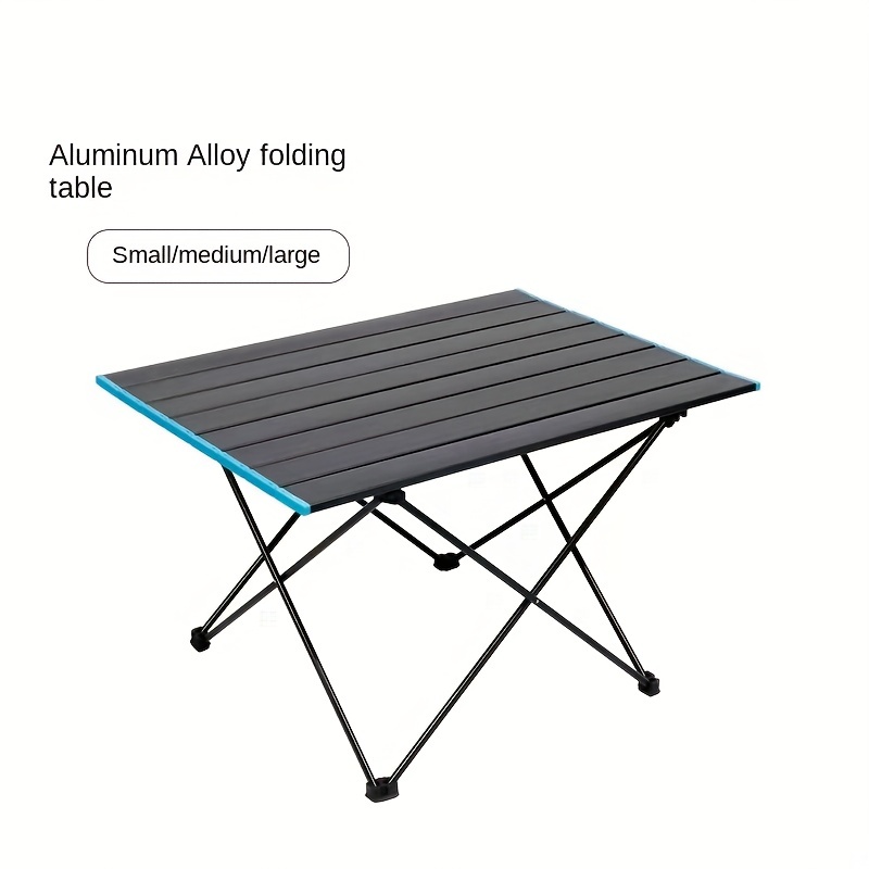 Table de camping pliable en aluminium bleu gris