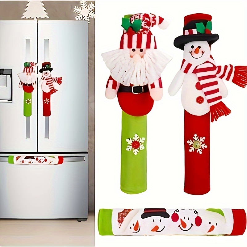

Set, Christmas Decoration, Indoor Home Decor, Refrigerator Handle Cover For Christmas Kitchen Decoration, Christmas Ornaments, Xmas Gifts