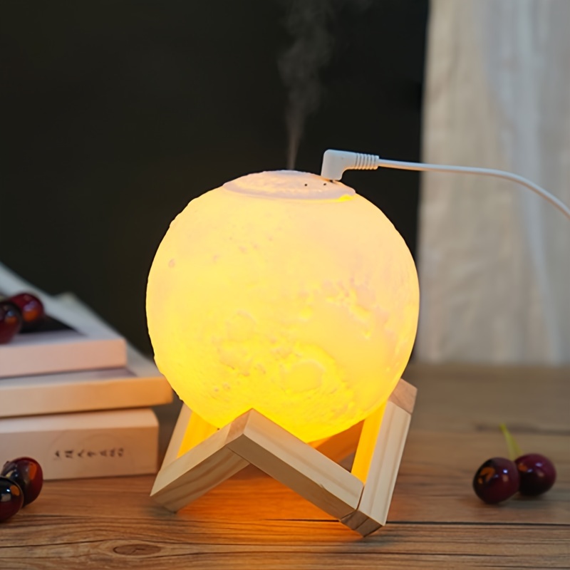 ALLOMN Moon Lamp Air Humidifier, 2 in 1 LED Night Light & Humidifiers for  Bedroom with USB Recharge, 200ML 3D LED Moon Light with Stand, Planet Cool