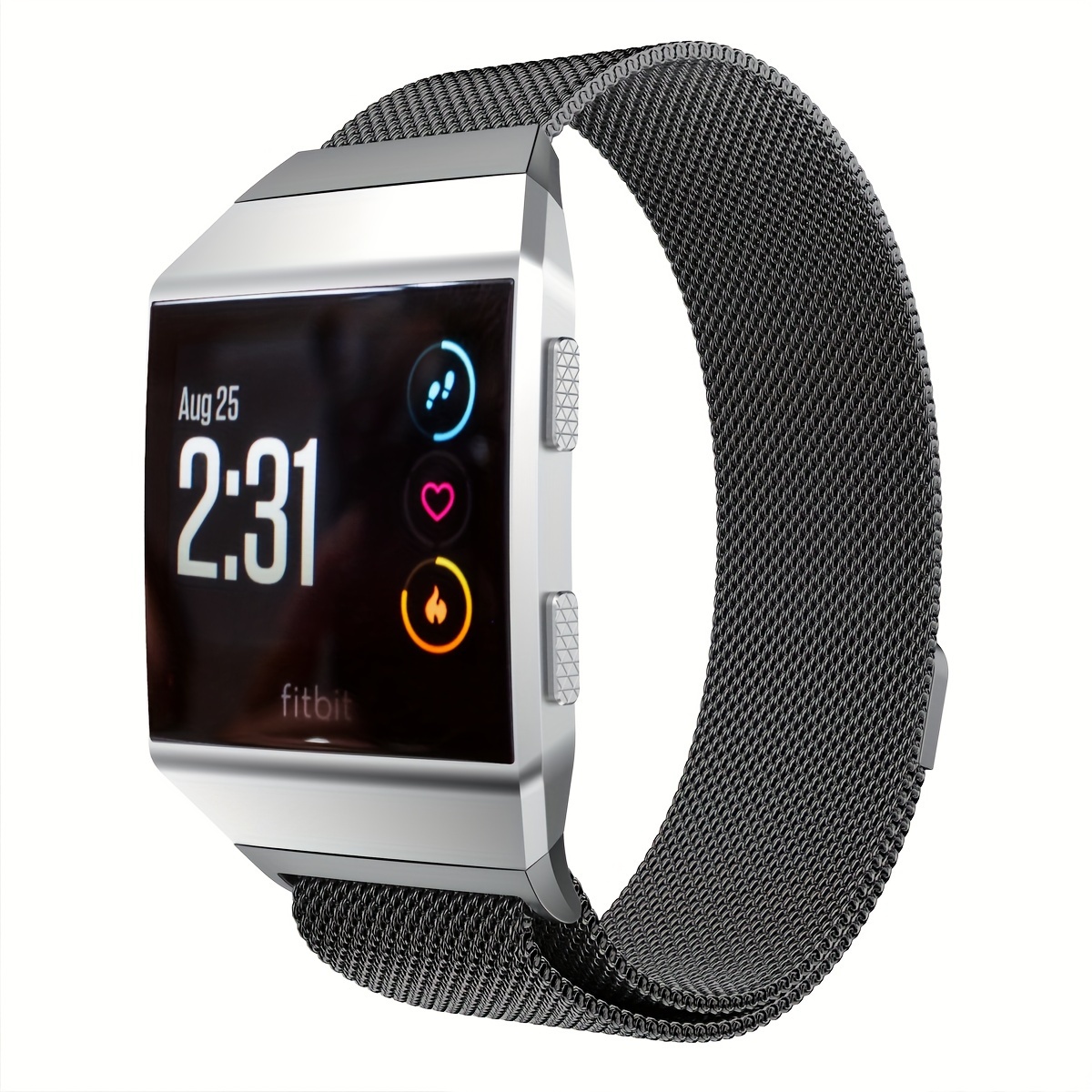 WITHit Black Stainless Steel Mesh Band for the Fitbit Versa 3 &  4/Sense/Sense 2 
