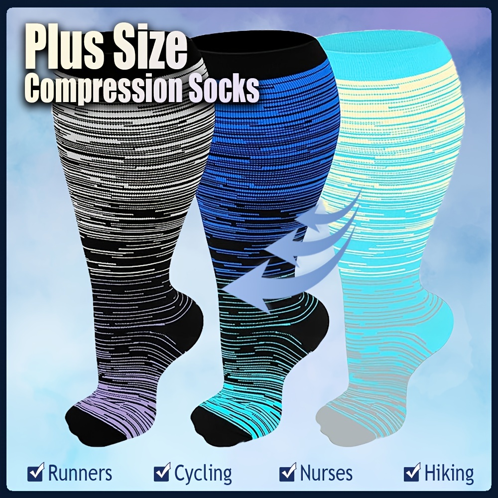 Plus Size Compression Socks Unisex Circulation 15 20 Mmhg - Temu