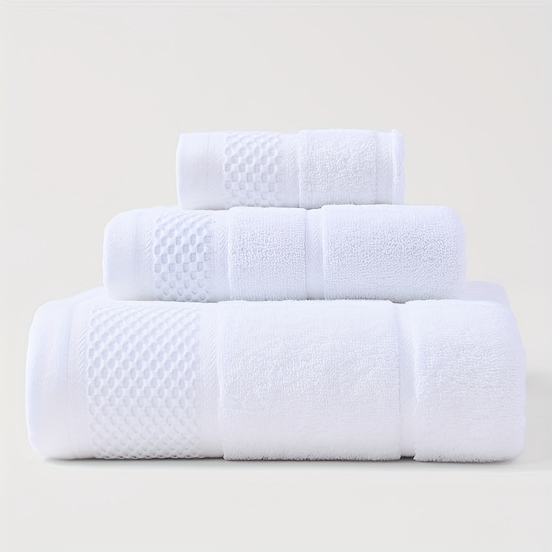 Solid Color Cotton Towel Set, Washcloths Hand Towel Bath Towel, Soft And  Thickened Bath Linen Sets, Absorbent Towels For Bathroom, 1 Bath Towel & 1 Hand  Towel & 1 Washcloth, Bathroom Supplies - Temu