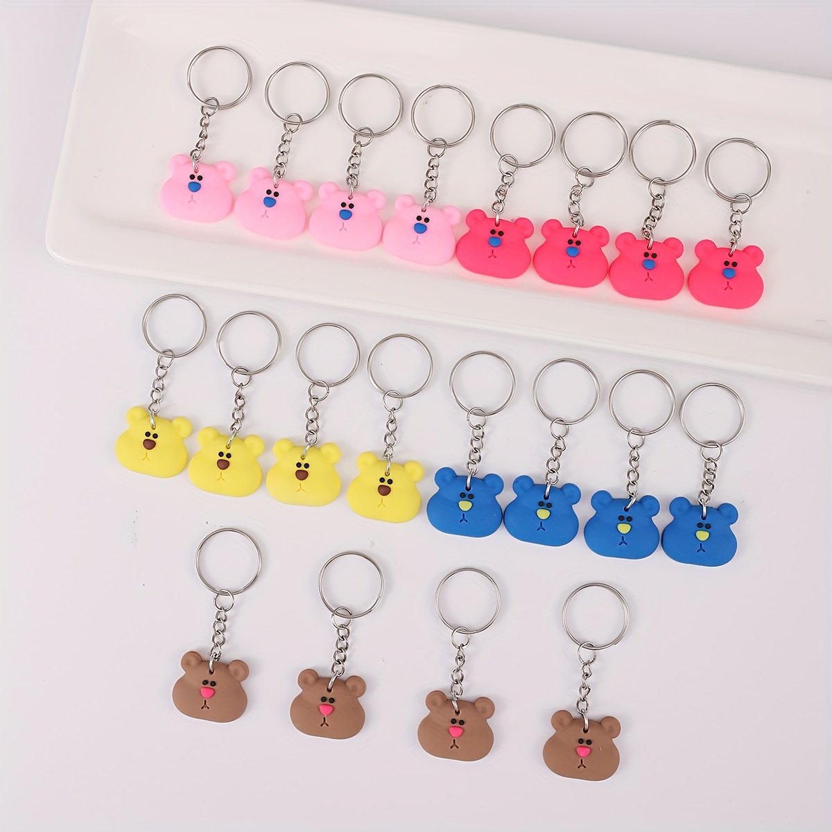 Cute Bear Keychain With Organza Bags Thank You Kraft Tags - Temu