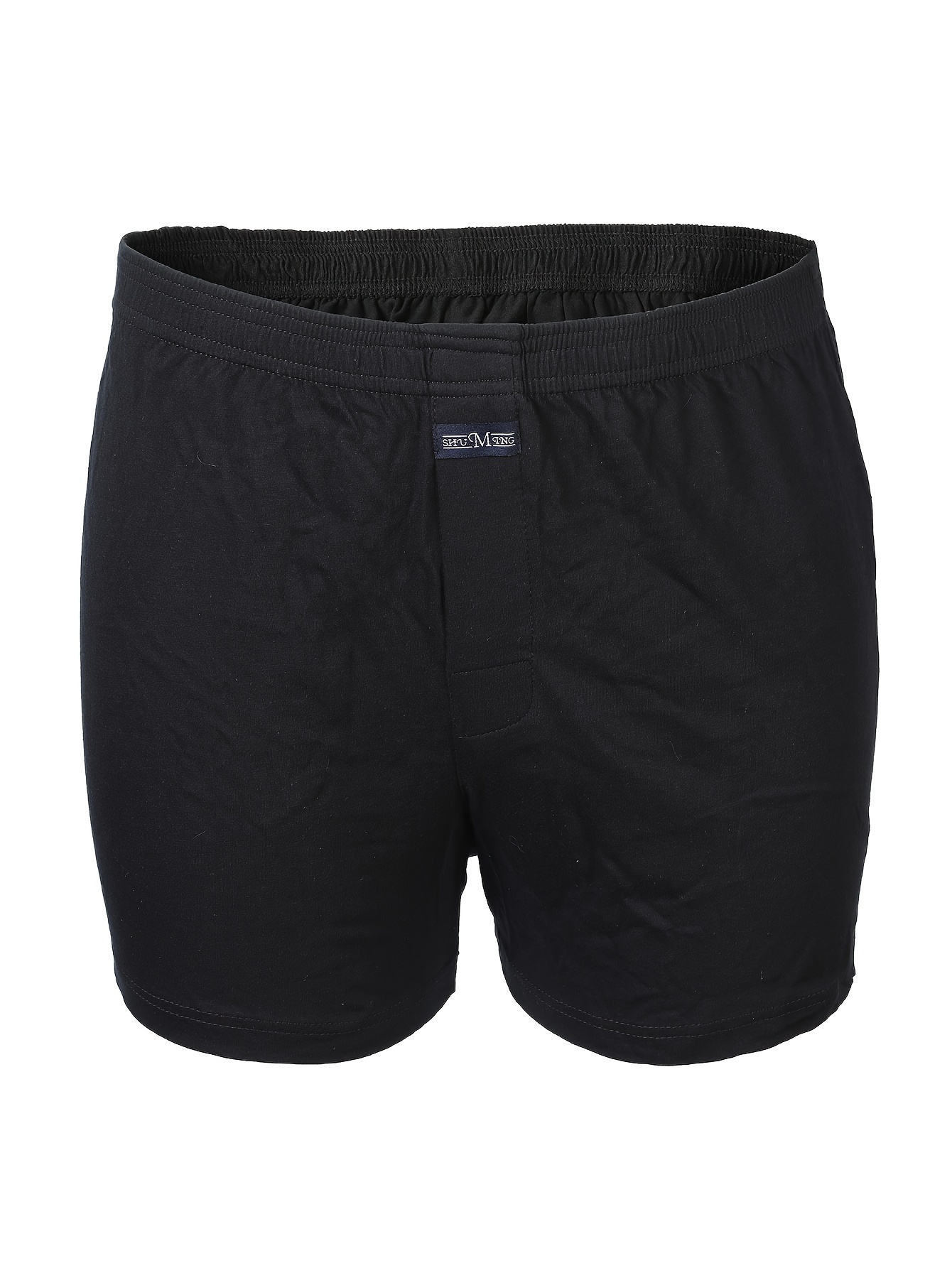 Men's Solid Black Cotton Boxers Underwear