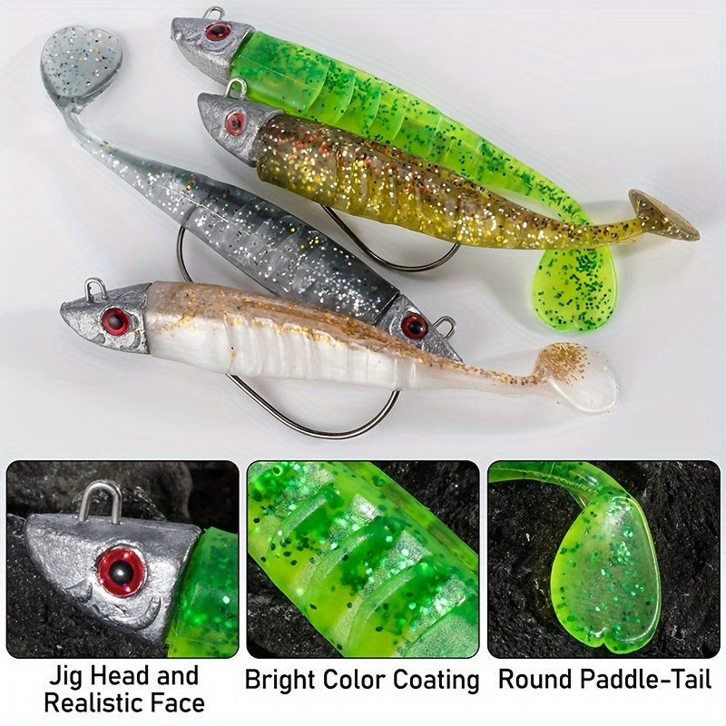 T tail Soft Fishing Bait Matched Jig Head Hooks Artificial - Temu