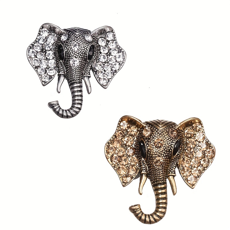 Elephant Retro Rhinestone Brooch Pin for Women