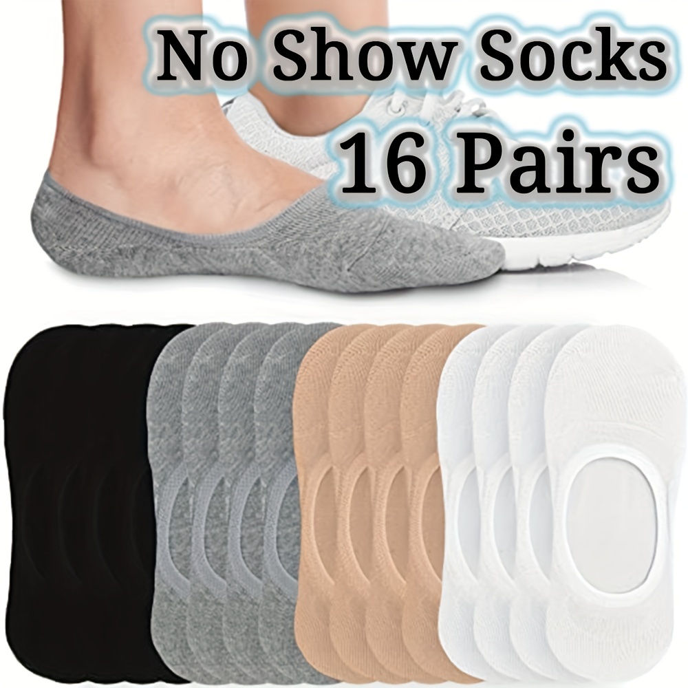

6/8/12/16 Pairs Breathable Non-slip Ankle Socks For Cool Comfort And Invisible Wear