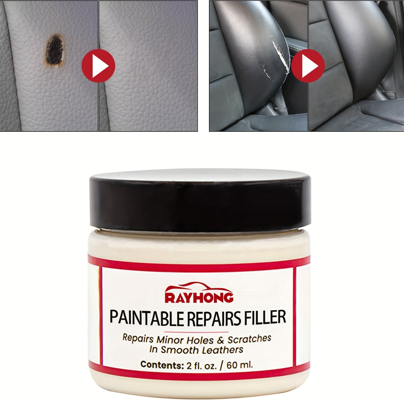 Leather Repair Filler Cream Kit Restore Car Seat Sofa Scratch Scuffs Holes  60ML