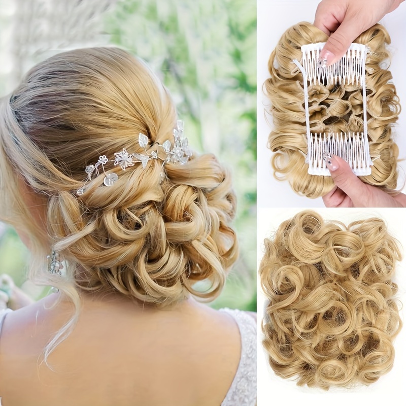 Messy Bun Hair Piece Wavy Curly Scrunchies Dirty Blonde Temu