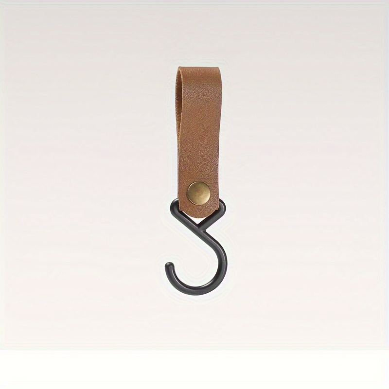 S Shape PU Leather Storage Hook Keychain for Camping